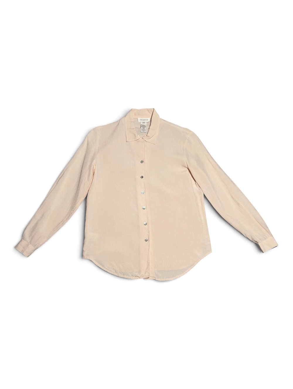 Vintage Jones New York Blush Pink 100% Silk Button-Up Blouse Size 2P